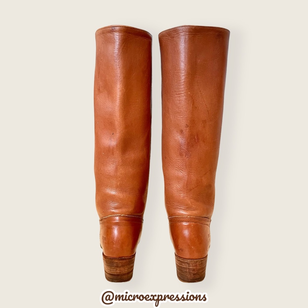 VINTAGE 1980'S Frye Campus Knee High Brown/Cognac Pull On Fall/Winter Lug Boot - Picture 10 of 15
